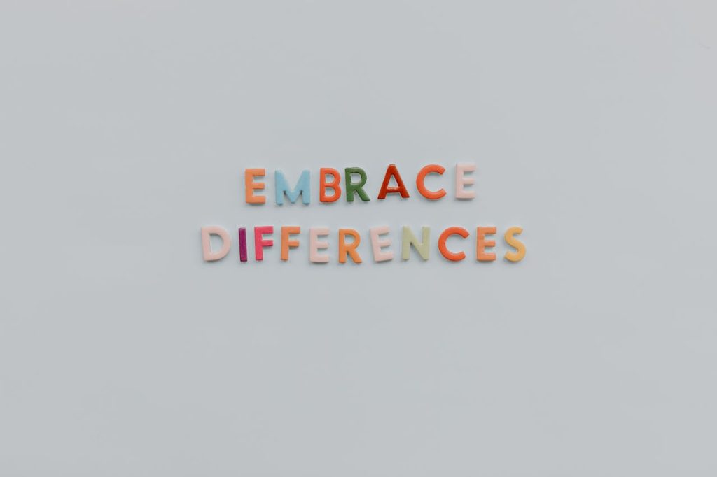A visual which says Embrace Differences 
